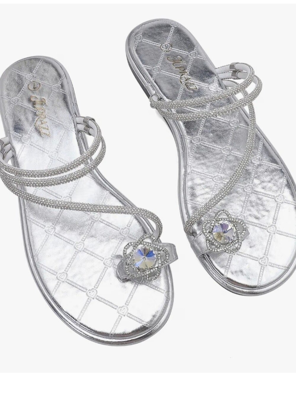 NIB Juprazz Silver Rhinestone Sandals - Size 9